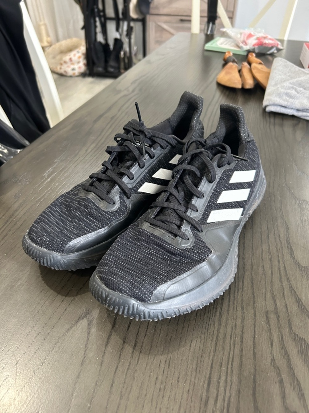 adidas Black Sneakers with White Three-Stripes